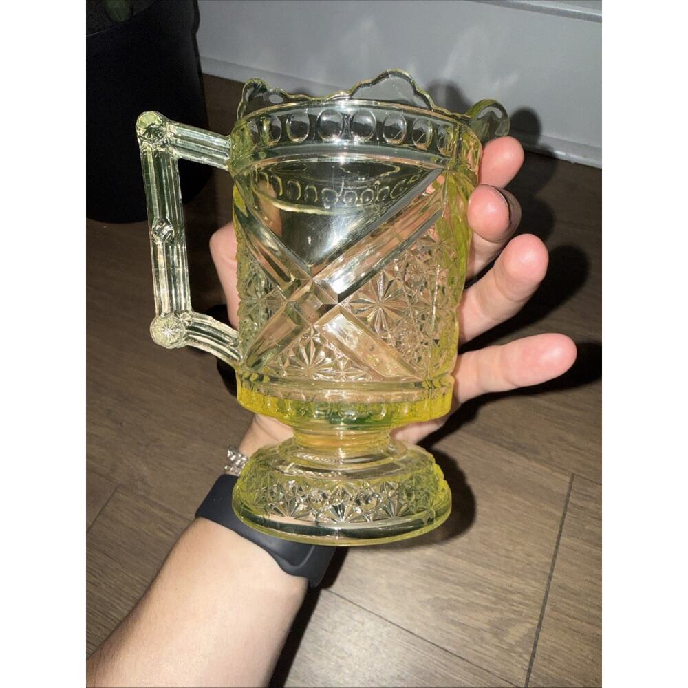 Uranium Vaseline EAPG Richard’s & Hartley Vaseline Pitcher 6” Late 1800s uranium - Picture 10 of 12
